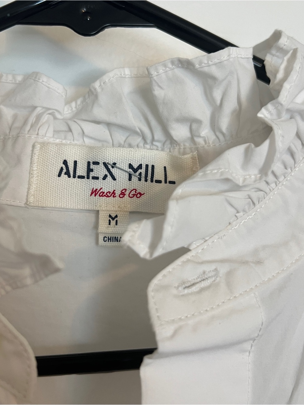 Alex Mill White Ruffle-Collar Shirt size medium - Picture 2 of 3